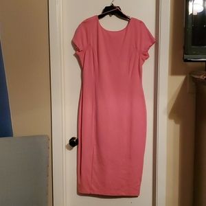 Bubble gum pink midi fitted Cremieux dress